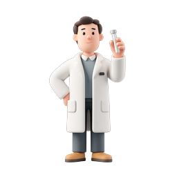 Scientist Holding Test Tube 3D Character Icon
