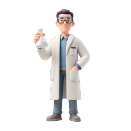 Scientist with Flask 3D Character Icon | Lab & Chemistry