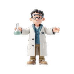 Friendly Scientist Character with Flask | 3D Clay Icon