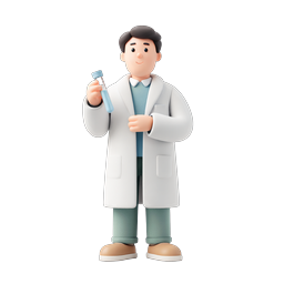 Friendly Scientist with Test Tube - 3D Clay Style Icon