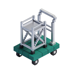 Isometric Scissor Lift Platform 3D Voxel Icon