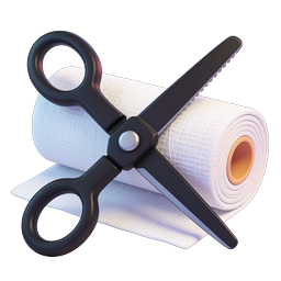 Biểu tượng 3D kéo cắt cuộn giấy