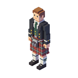Scottish Highlander Voxel Character Icon - 3D Isometric