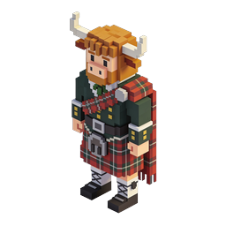 Scottish Highlander Voxel Character Icon - 3D Pixel Art