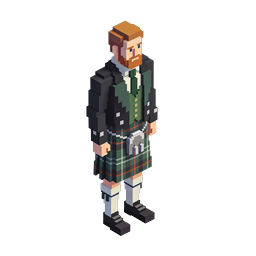 Scottish Highlander Voxel Character Icon - 3D Pixel Art