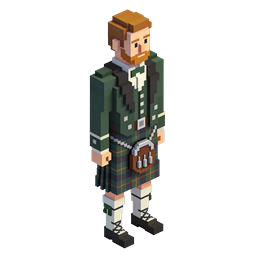 Scottish Highlander Voxel Character Icon | 3D Pixel Art