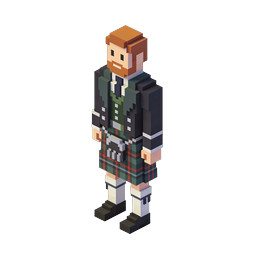 Scottish Highlander Voxel Character Icon - 3D Pixel Art