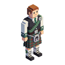 Scottish Highlander Voxel Warrior Character Icon