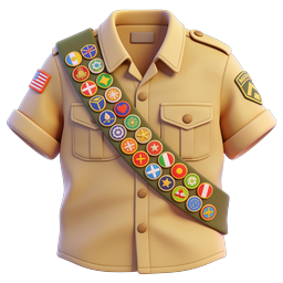 Icona 3D Uniforme scout con distintivi di merito
