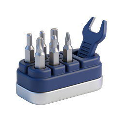 Screwdriver Bit Set with Wrench Tool Icon | 3D Render