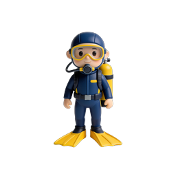 Icona personaggio subacqueo - Mascotte subacquea 3D