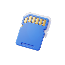SD Memory Card Icon - 3D Digital Storage