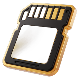Premium 3D Gold SD Memory Card Icon for Tech Projects