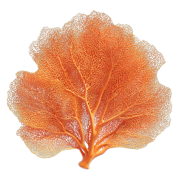 Orange Sea Fan Coral Icon - Marine Nature Illustration