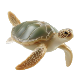 Ícone de Tartaruga Marinha Realista - Ilustração 3D de Vida Marinha