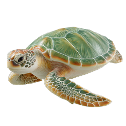 Icona tartaruga marina realistica - Illustrazione 3D della fauna marina