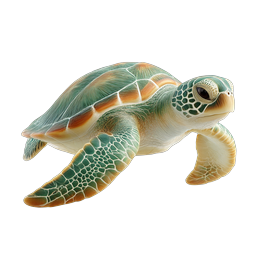 リアルなウミガメアイコン - 海洋生物イラストレーション