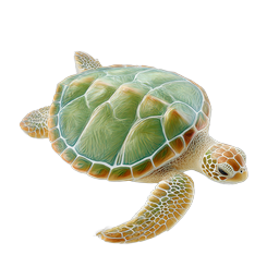Realistic Sea Turtle 3D Icon - Marine Wildlife