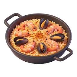 Spanish Seafood Paella Dish - 3D Food Icon