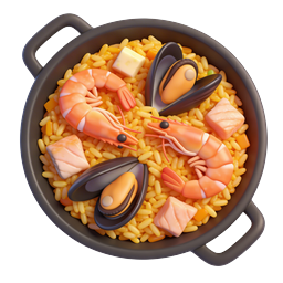 Seafood Paella Dish 3D Icon | Spanish Cuisine