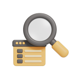 3D Clay Search Content Icon with Magnifying Glass
