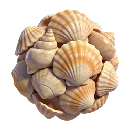 Seashell Cluster 3D Icon - Decorative Marine Shell Sphere