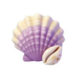 Realistic Seashell Collection Icon - Purple & Cream 3D Render