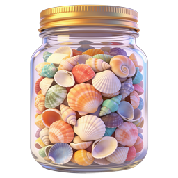 Colorful Seashell Glass Jar - Beach Ocean Icon