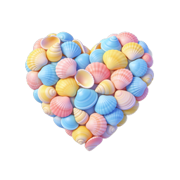 Pastel Seashell Heart Icon - Romantic Beach Love Design