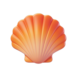 Orange 3D Seashell Icon - Scallop Shell Design