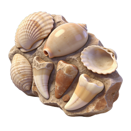 Realistic Seashell Collection on Rock Icon
