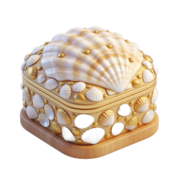 豪華な貝殻の宝箱 3D アイコン