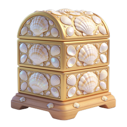 Ornate Seashell Treasure Chest Icon with Pearls