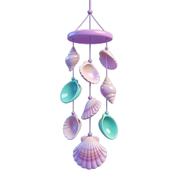 Seashell Wind Chime Icon - Coastal Beach Decor