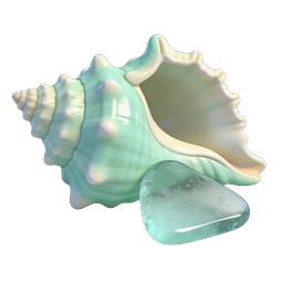 Realistic Seashell and Crystal Icon - Coastal Nature Design