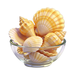 Seashells in Glass Bowl - Realistic Marine Icon