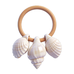 Pearlescent Seashells on Wooden Ring 3D Icon