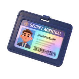 Secret Agent ID Card Icon - 3D Badge Holder