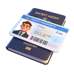 Icona 3D carta d'identità passaporto agente segreto
