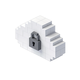 Isometric Secure Block Padlock Icon for Cybersecurity