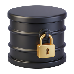 Secure Database Icon - 3D Locked Storage Illustration