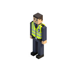 Isometric Security Guard Voxel Character Icon