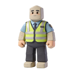 Clay-Style Security Guard Figure Icon | 3D Character
