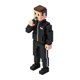 Voxel Security Guard Character 3D Icon