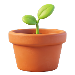 Seedling in Terracotta Pot 3D Icon | Growth & Nature