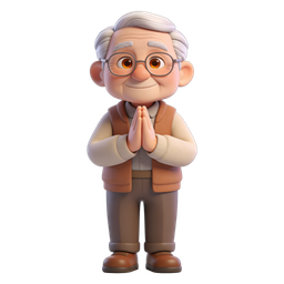 Charming Senior Man Icon with Respectful Gesture