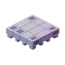 Isometric Server Chip Technology Icon - Purple 3D