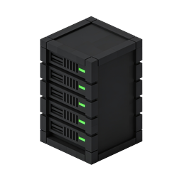3D Server Rack Icon with Green LED Status Lights