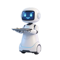 Friendly Service Robot Waiter AI Icon 3D Render