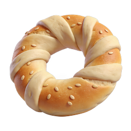 Realistic 3D Sesame Bagel Icon - Bakery Food Design